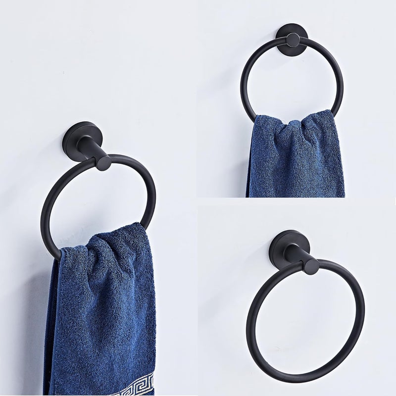 KUUBTH Matte Black Bathroom Hardware Set 5 Piece with Towel Racks for Bathroom, SUS304 Stainless Steel Bath Towel Bar Set, 24 Inch Wall Mounted Accessories Kit… - Image 5